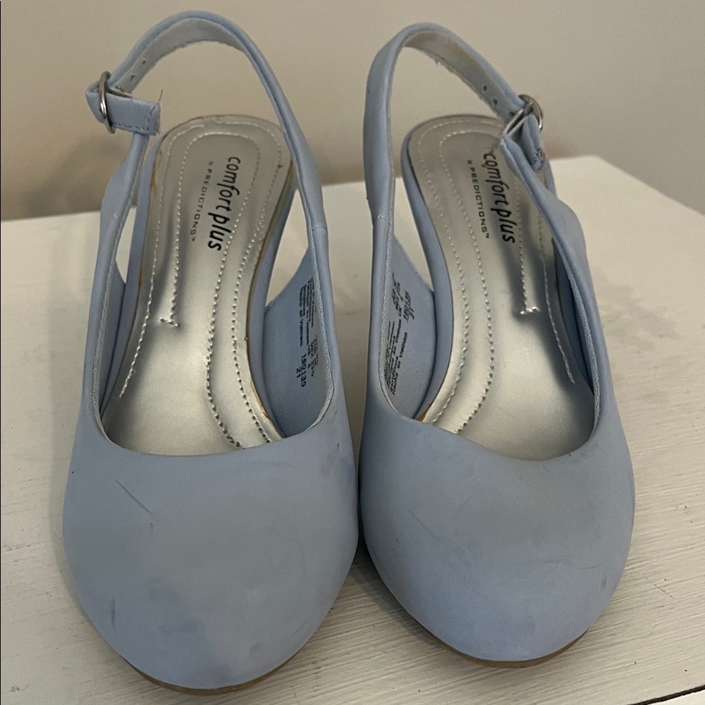 Comfort Plus by Predictions Light Blue Slingback Heels